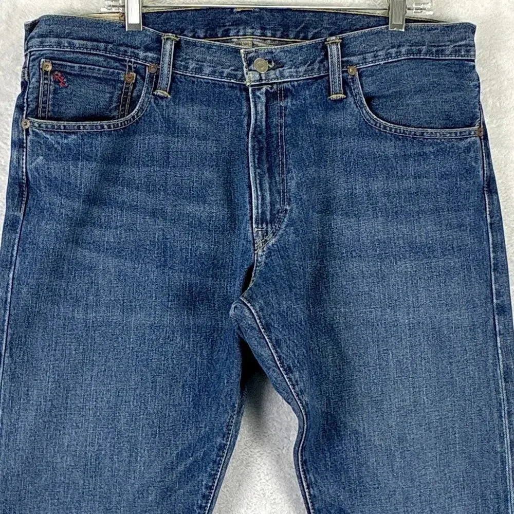Polo Ralph Lauren Jeans Mens 36x32 Varick Faded Whiskered Preppy Western Y2K - Picture 2 of 14